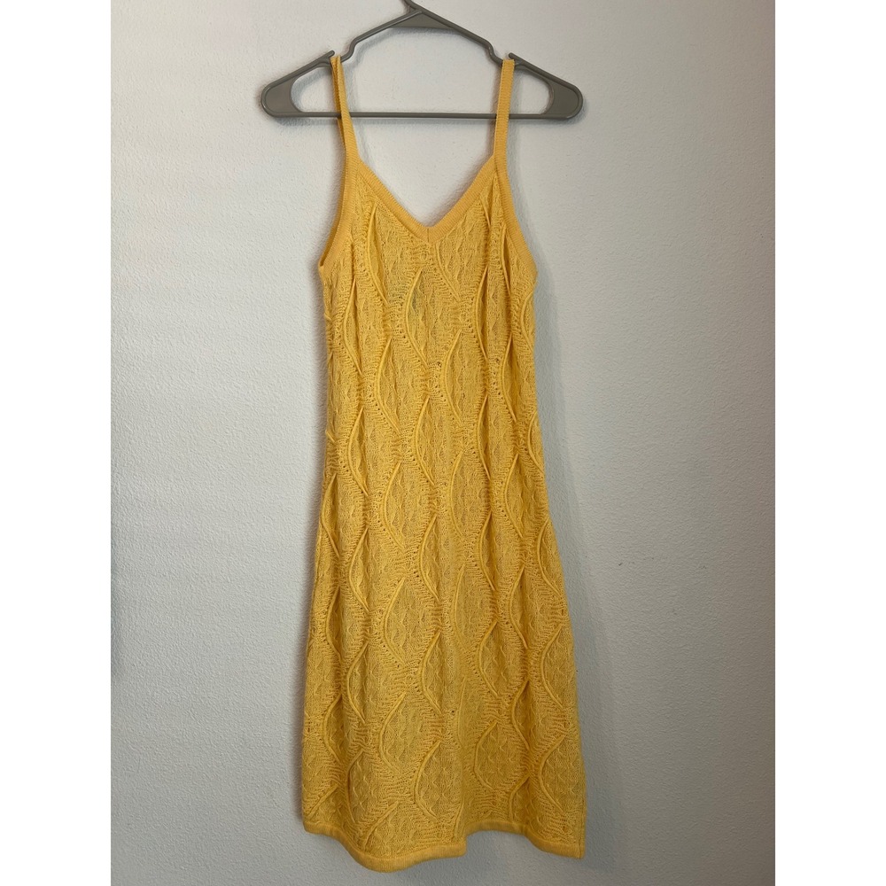 Coogi Australia Knit Dress Sleeveless Yellow Mini Bodycon Size M